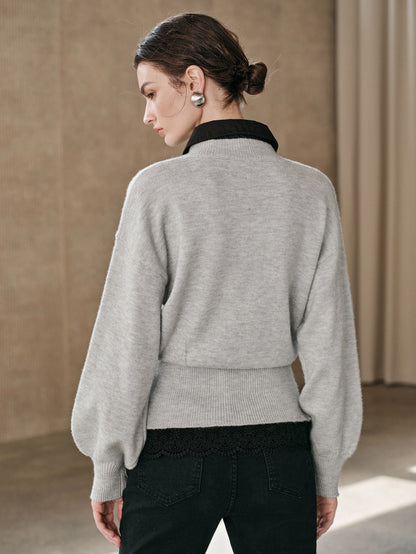 Antona | Knit Patchwork V-Neck Pullover