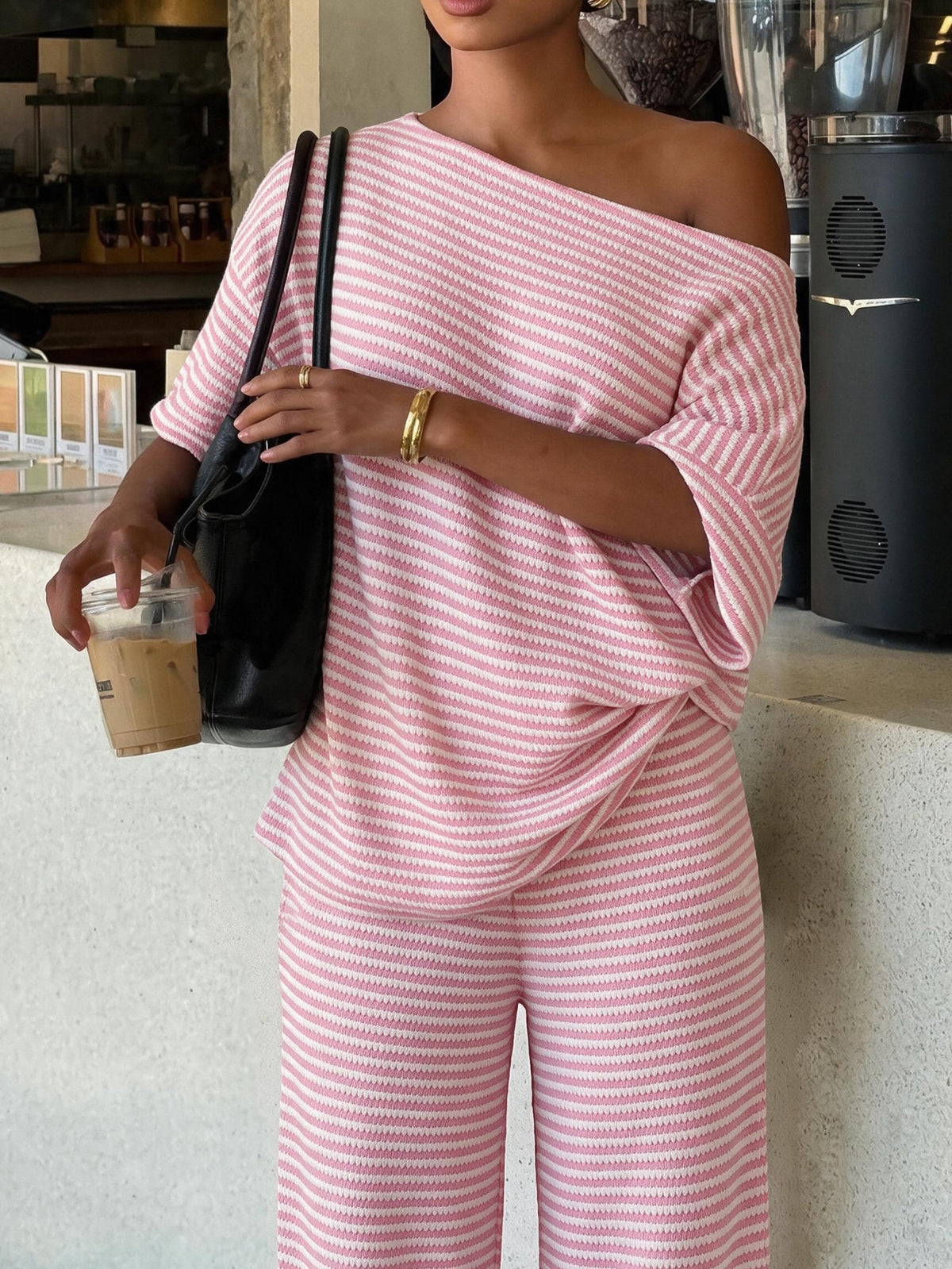 Kitya | Striped Two-Piece Waffle Knit Set