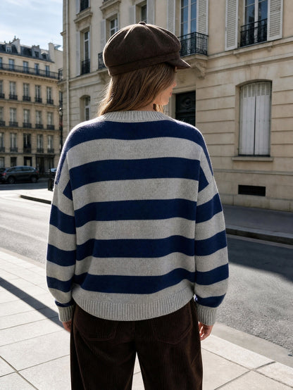 Minea | Striped Raglan Pullover Sweater