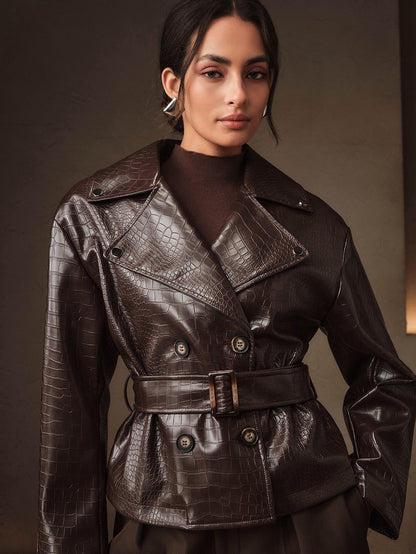 Ambra | Crocodile Embossed Motorcycle Jacket