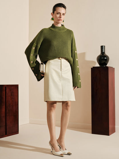 Tessis | Drop-Shoulder Button Sweater