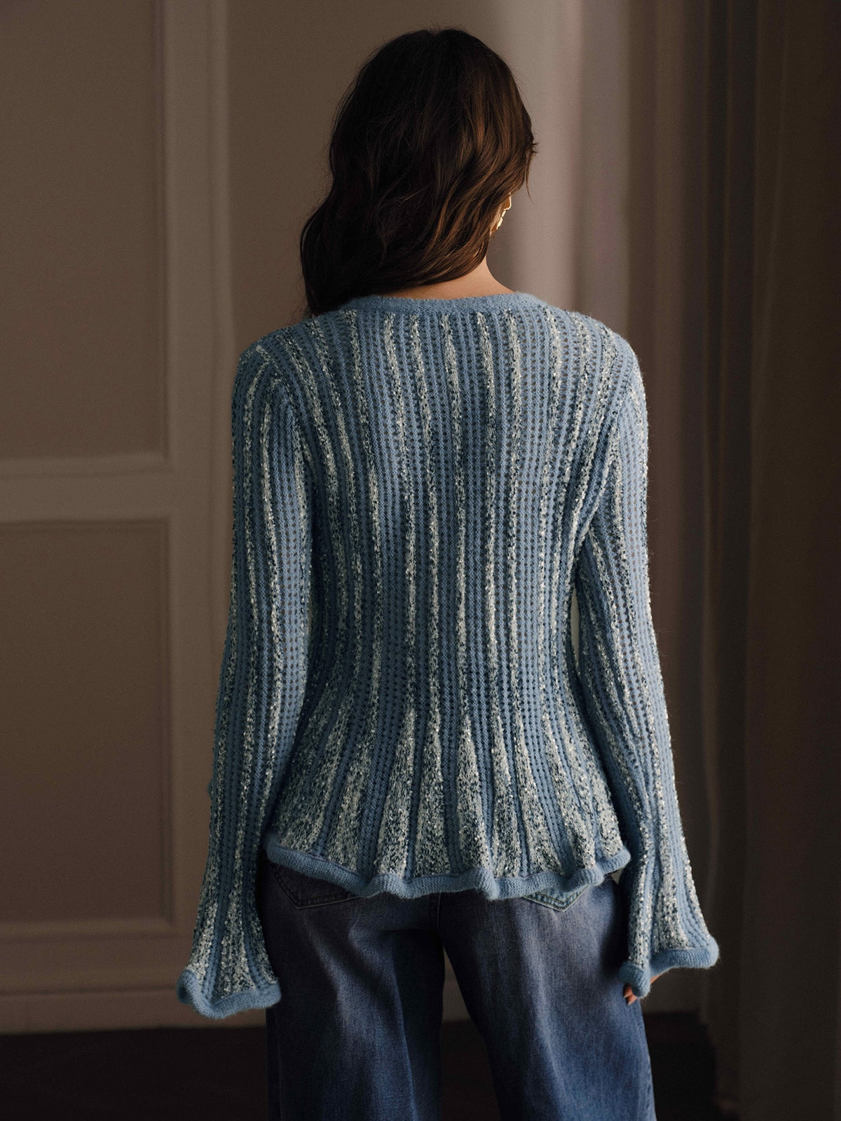 Linine | Ruffle-Hem Knit Cardigan