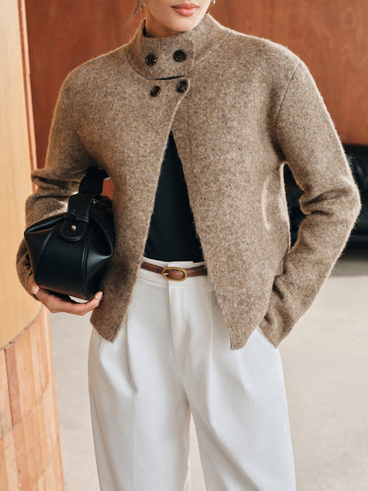 Fria | Wool-Blend Stand-Collar Cardigan