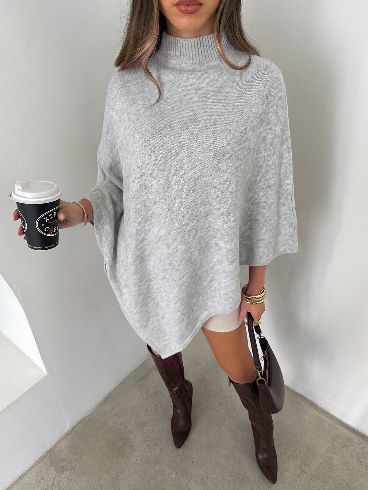 Blaira | Oversized High-Neck Poncho Sweater