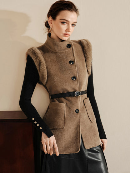 Kajea | Faux Fur Belted Vest
