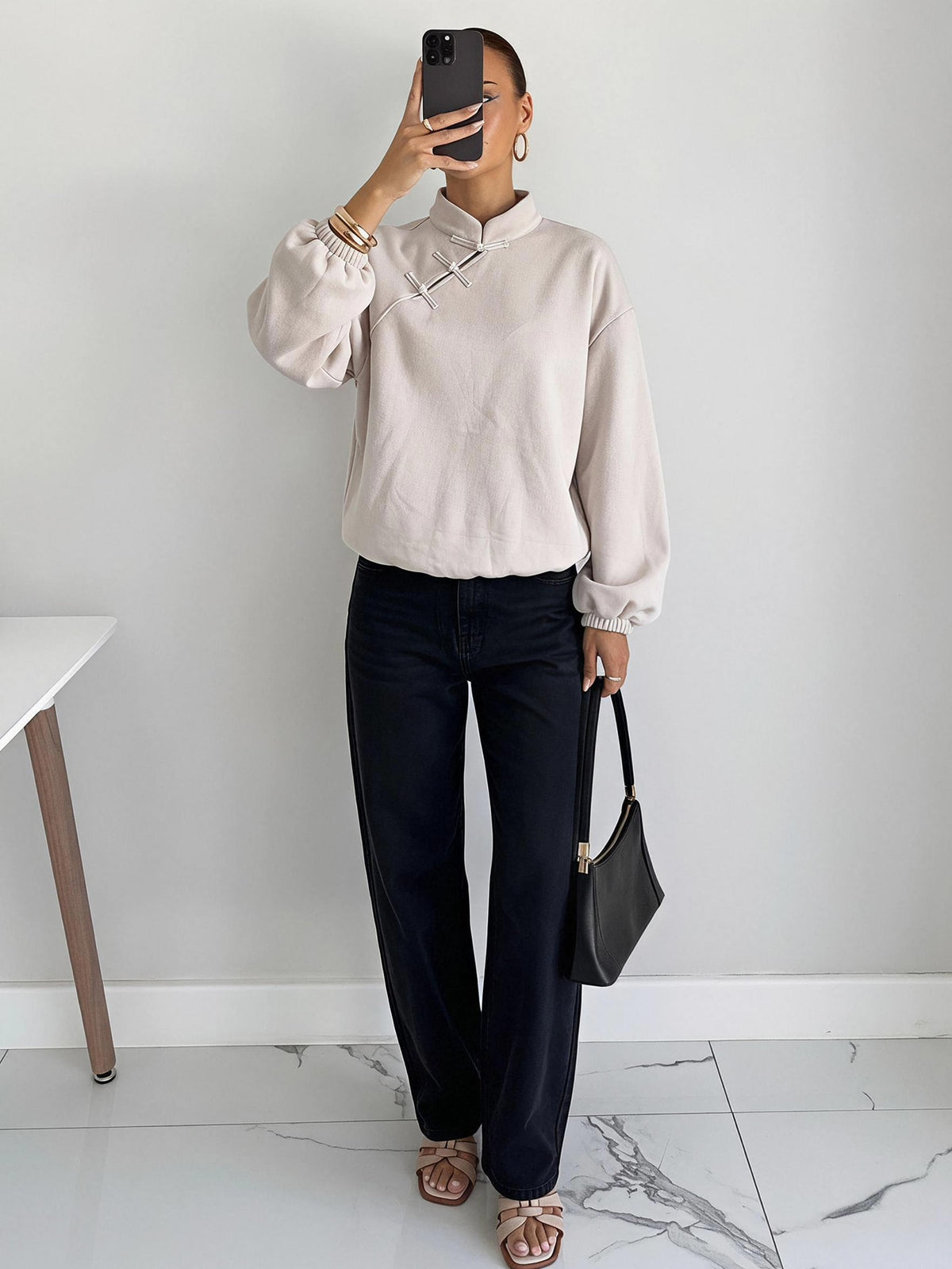 Romia | Oversized Cropped Faux Suede Jacket