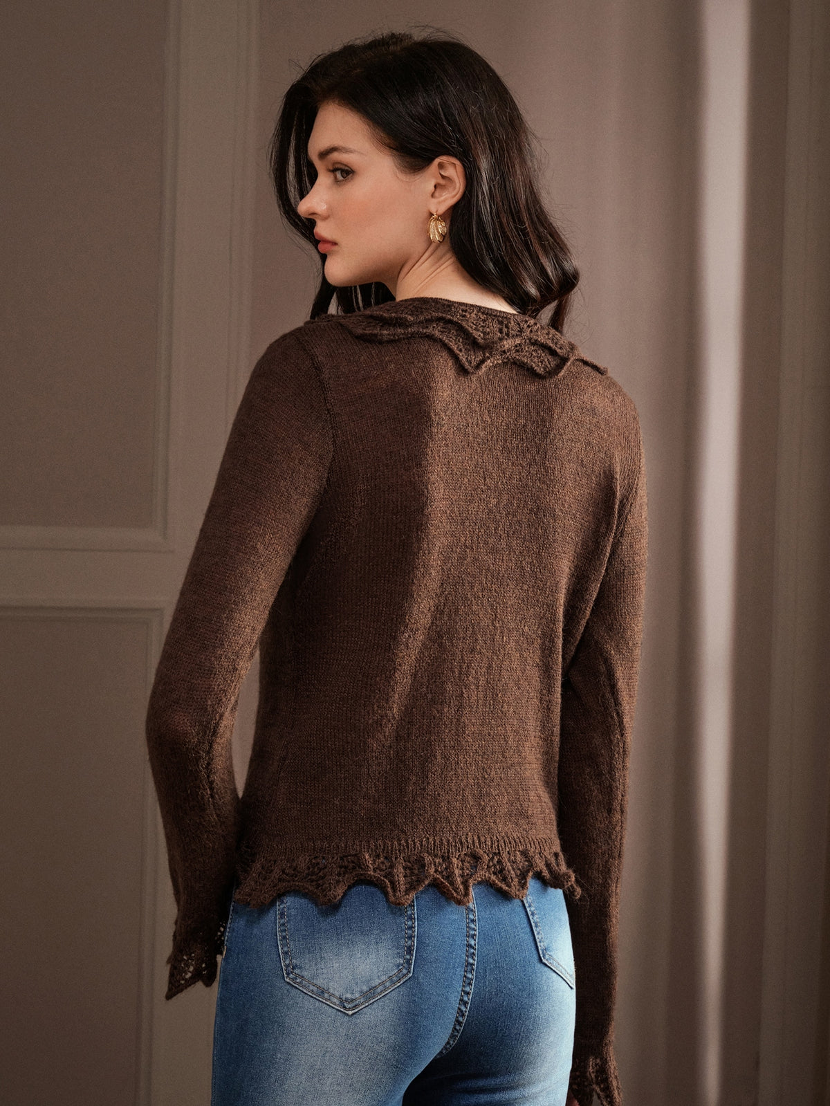 Katis | V-Neck Flounce Knit Cardigan