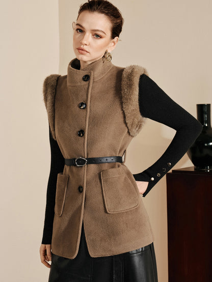 Kajea | Faux Fur Belted Vest