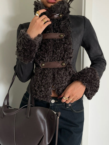 Sofa | Suedette Fuzzy Patchwork Jacket