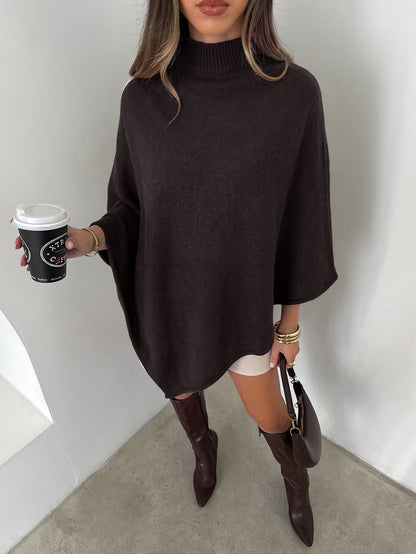Blaira | Oversized High-Neck Poncho Sweater