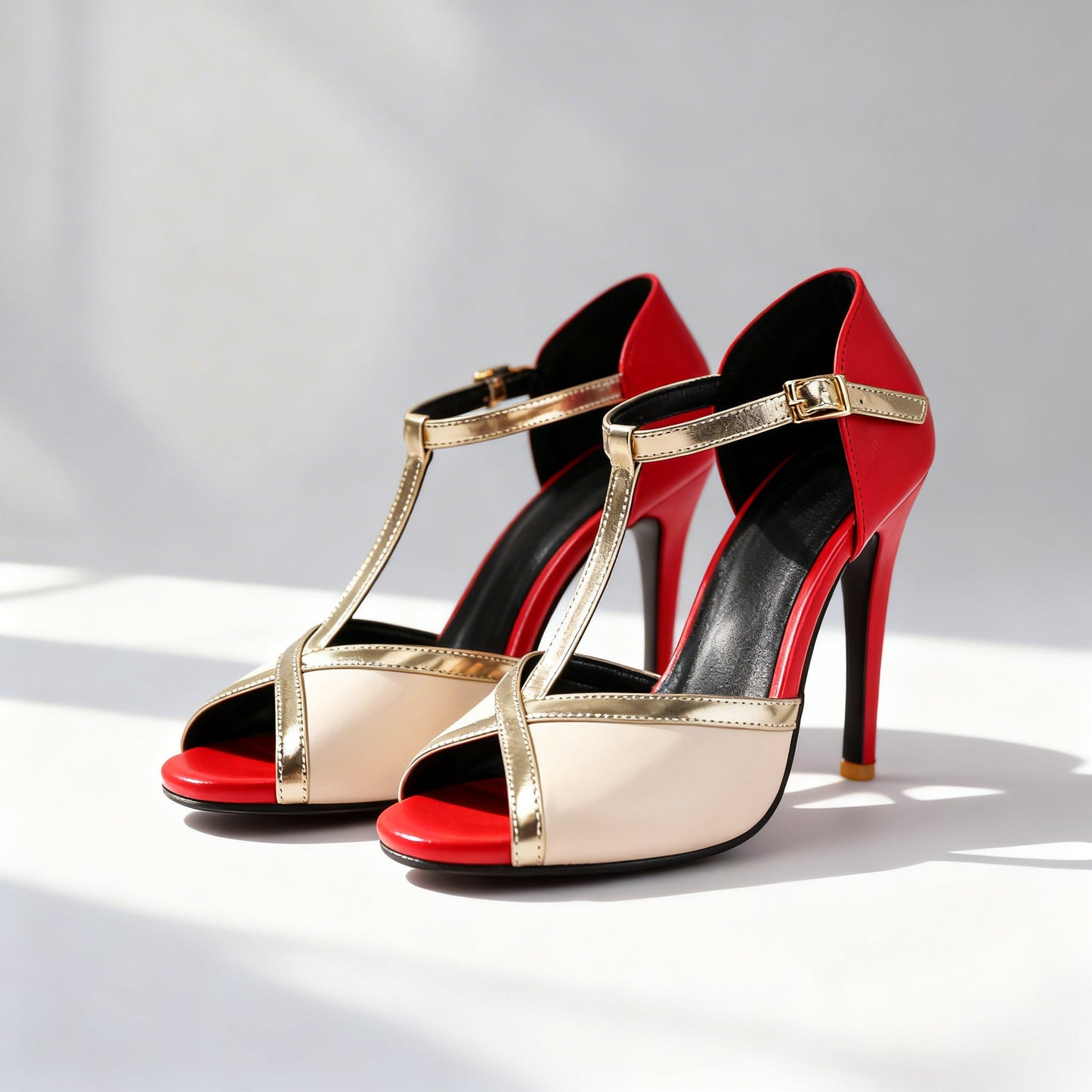Salome Mercedes | Metallic T-Strap Heels