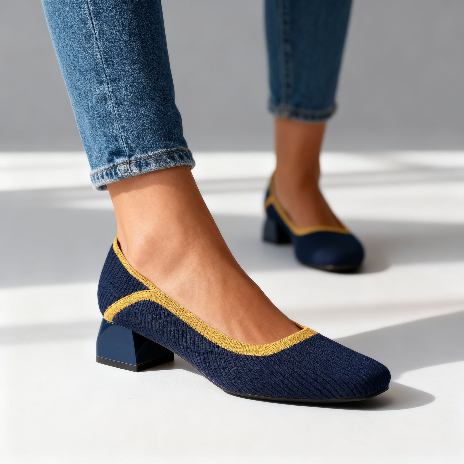 Solange | Woven Block Heel Pumps