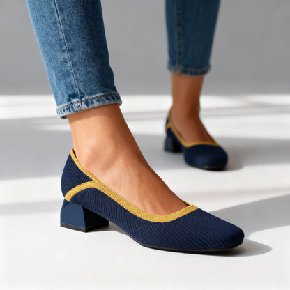 Solange | Woven Block Heel Pumps