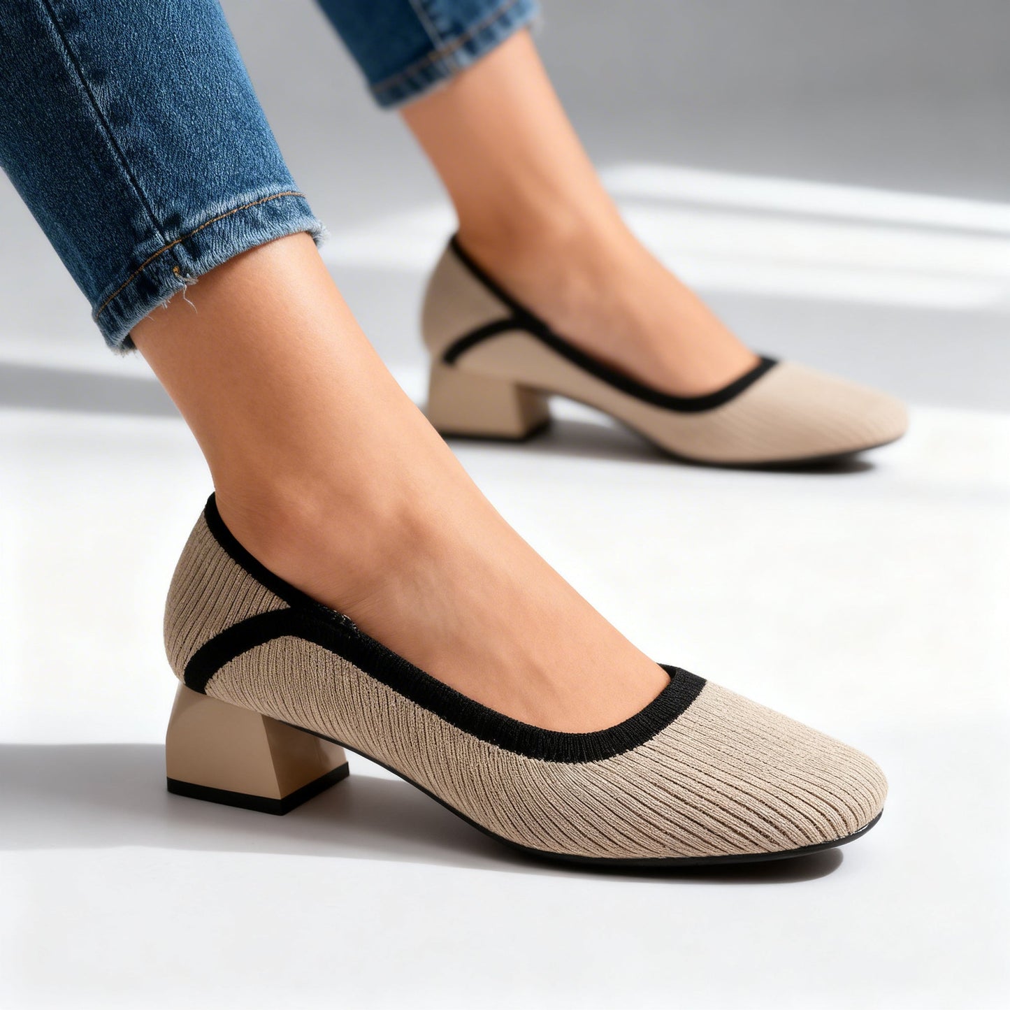 Solange | Woven Block Heel Pumps