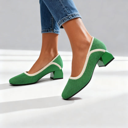 Solange | Woven Block Heel Pumps