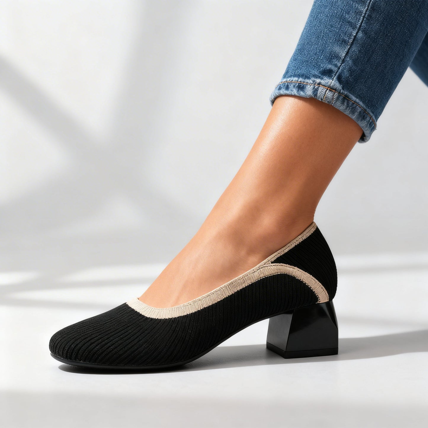 Solange | Woven Block Heel Pumps