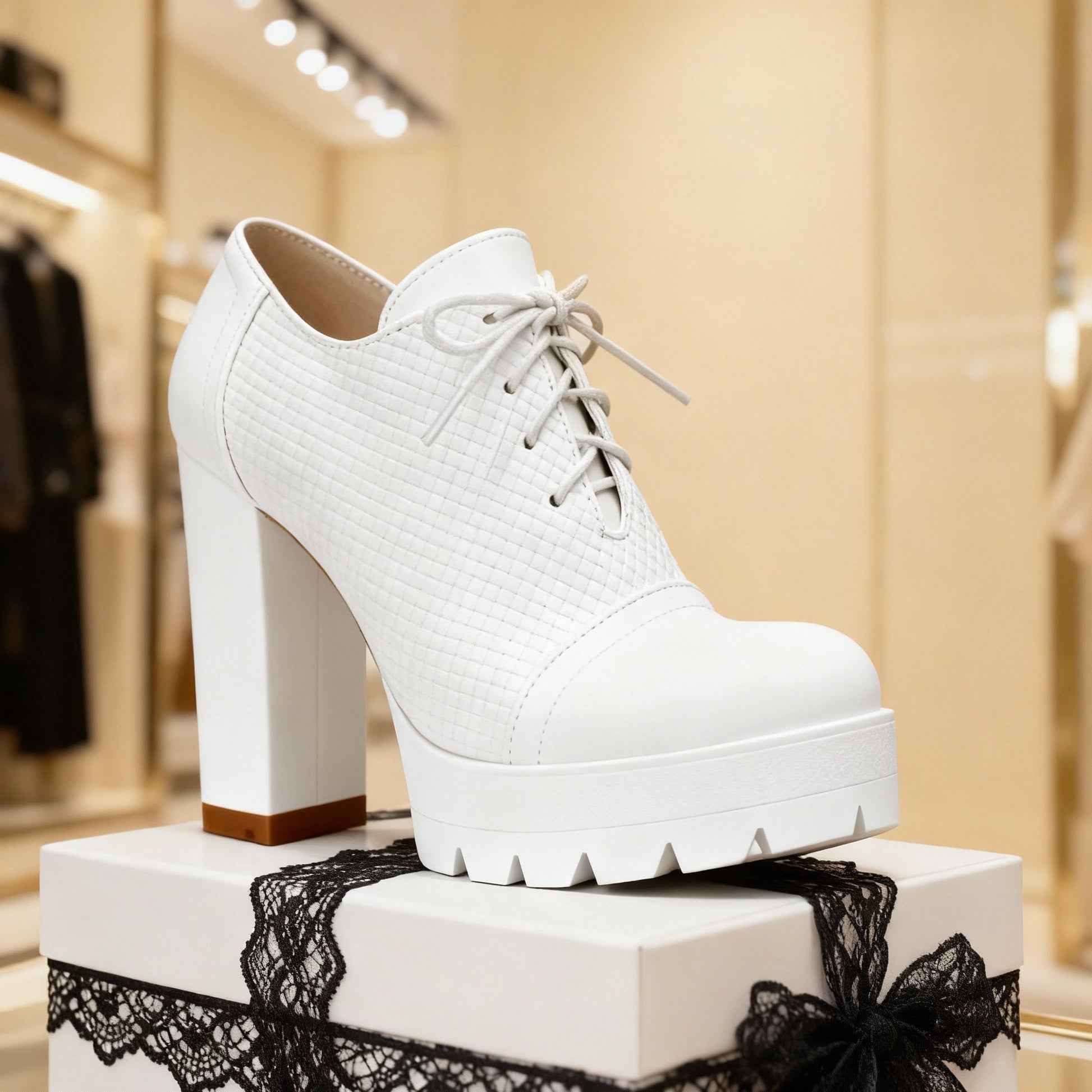 Blanche | Lace-Up Block Heel