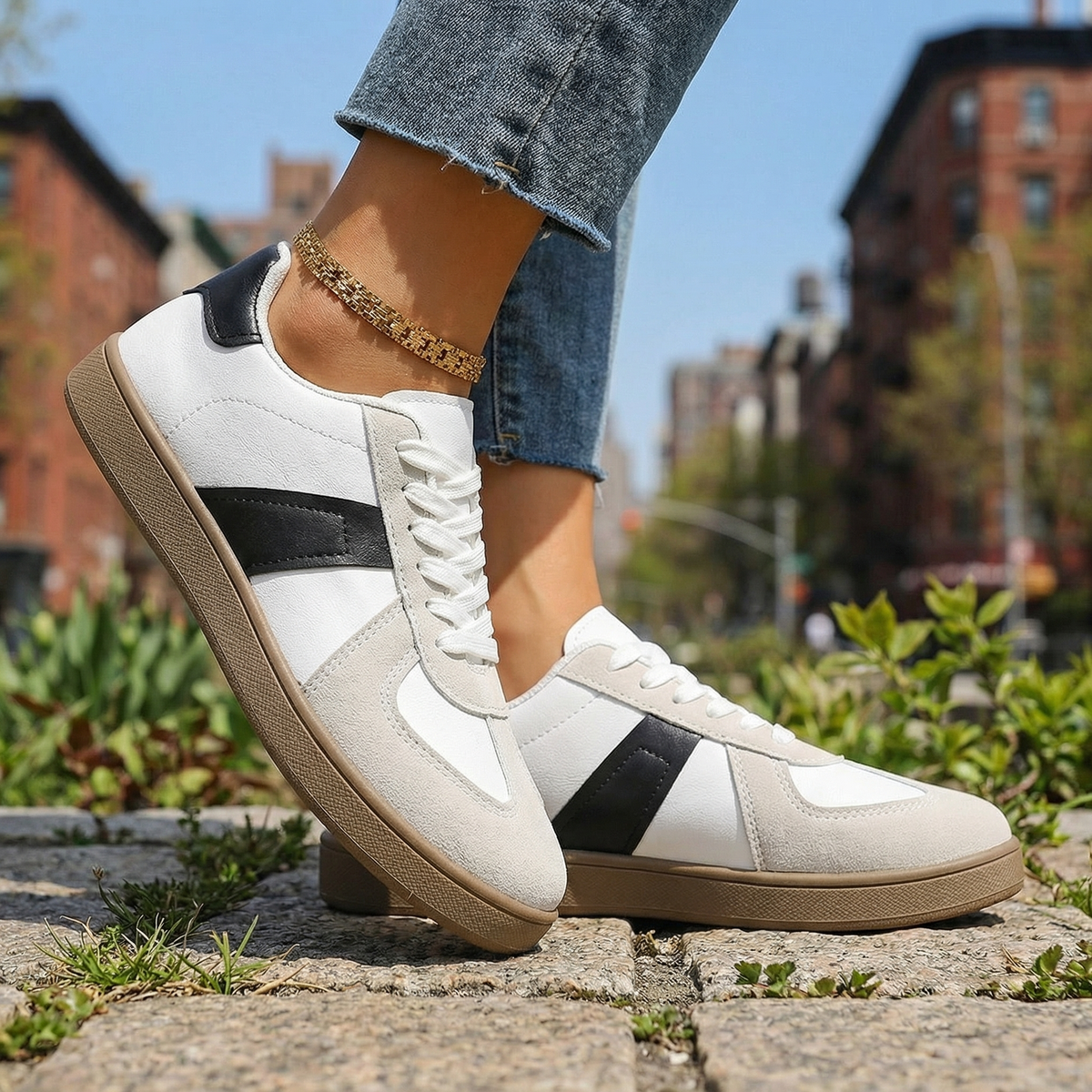 Emmeline Flora | Textured Low-Top Sneakers