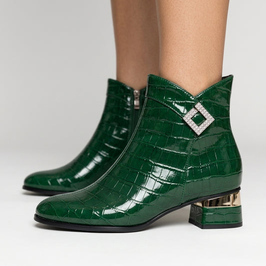 Hana | Croc Embossed Ankle Boot