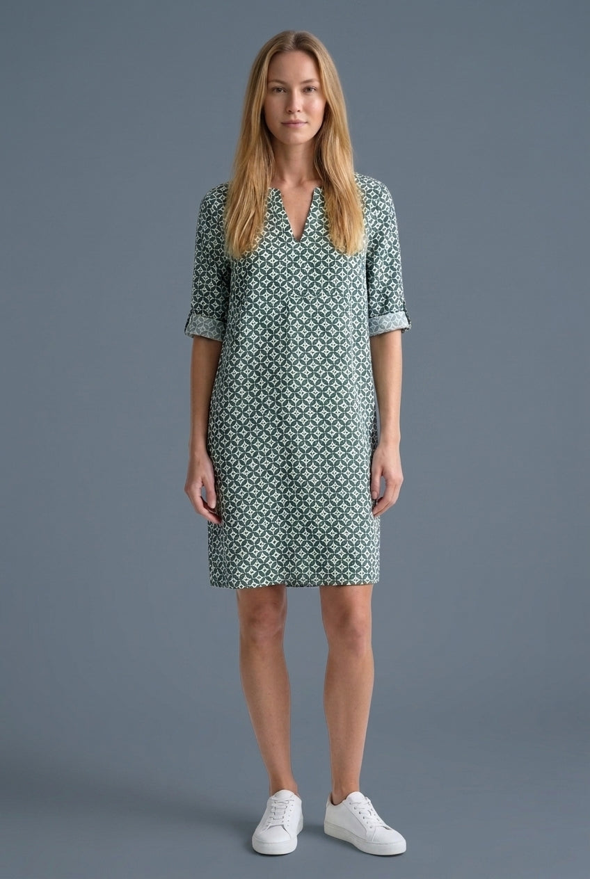 Vintage Split-Neck Summer Dress for Women, Relaxed Flowy Lightweight Breathable, for Casual, Garden Party, Evening & Eve