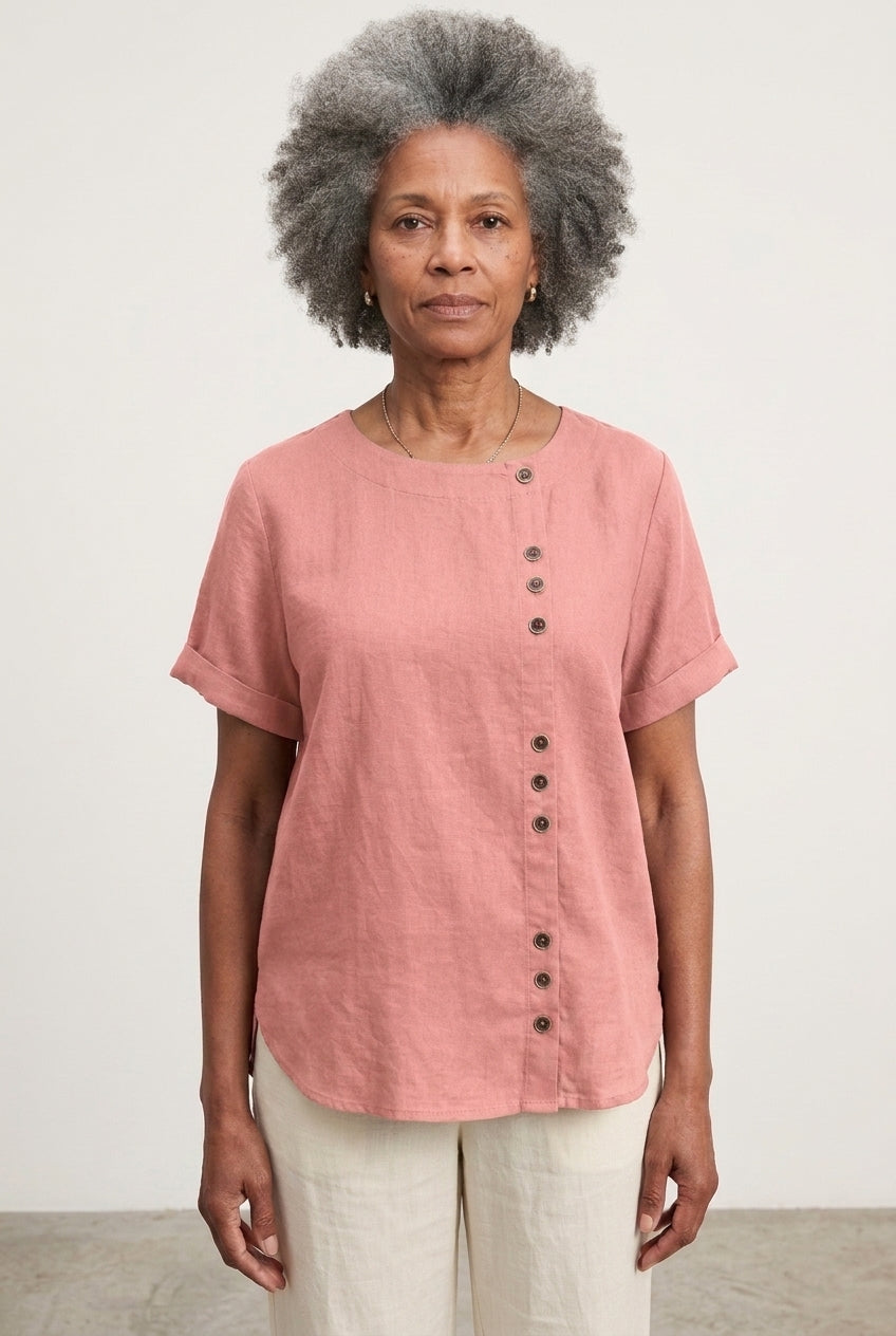 Zenaide | Short Sleeve Round Neck Blouse