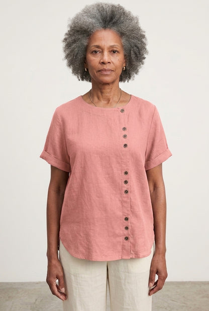 Zenaide | Short Sleeve Round Neck Blouse