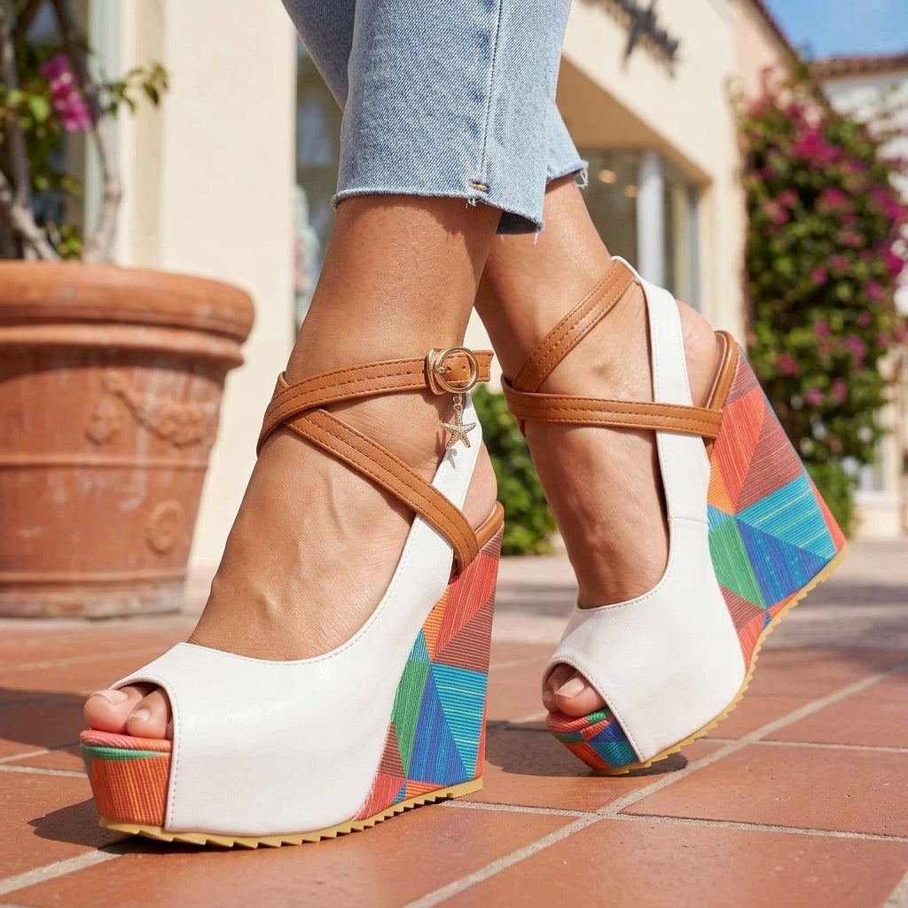 Thomasina | Graphic Wedge Sandals