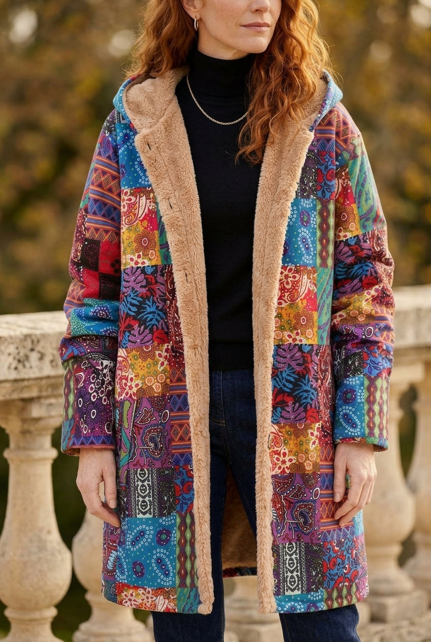 Anni | Fleece-Lined Patchwork Hooded Jacket