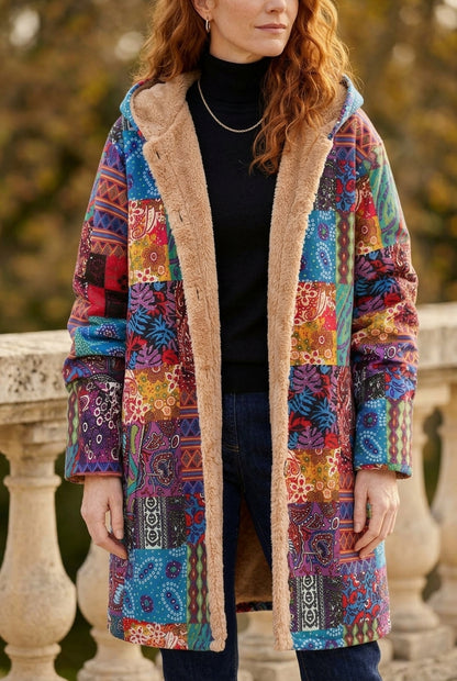 Anni | Fleece-Lined Patchwork Hooded Jacket