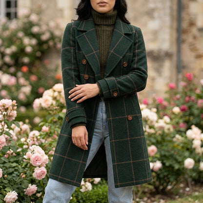 Alisa | Wool-Blend Tweed Check Coat