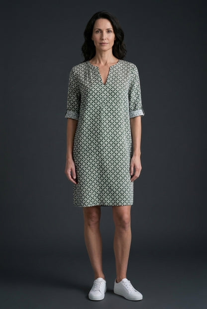 Vintage Split-Neck Summer Dress for Women, Relaxed Flowy Lightweight Breathable, for Casual, Garden Party, Evening & Eve