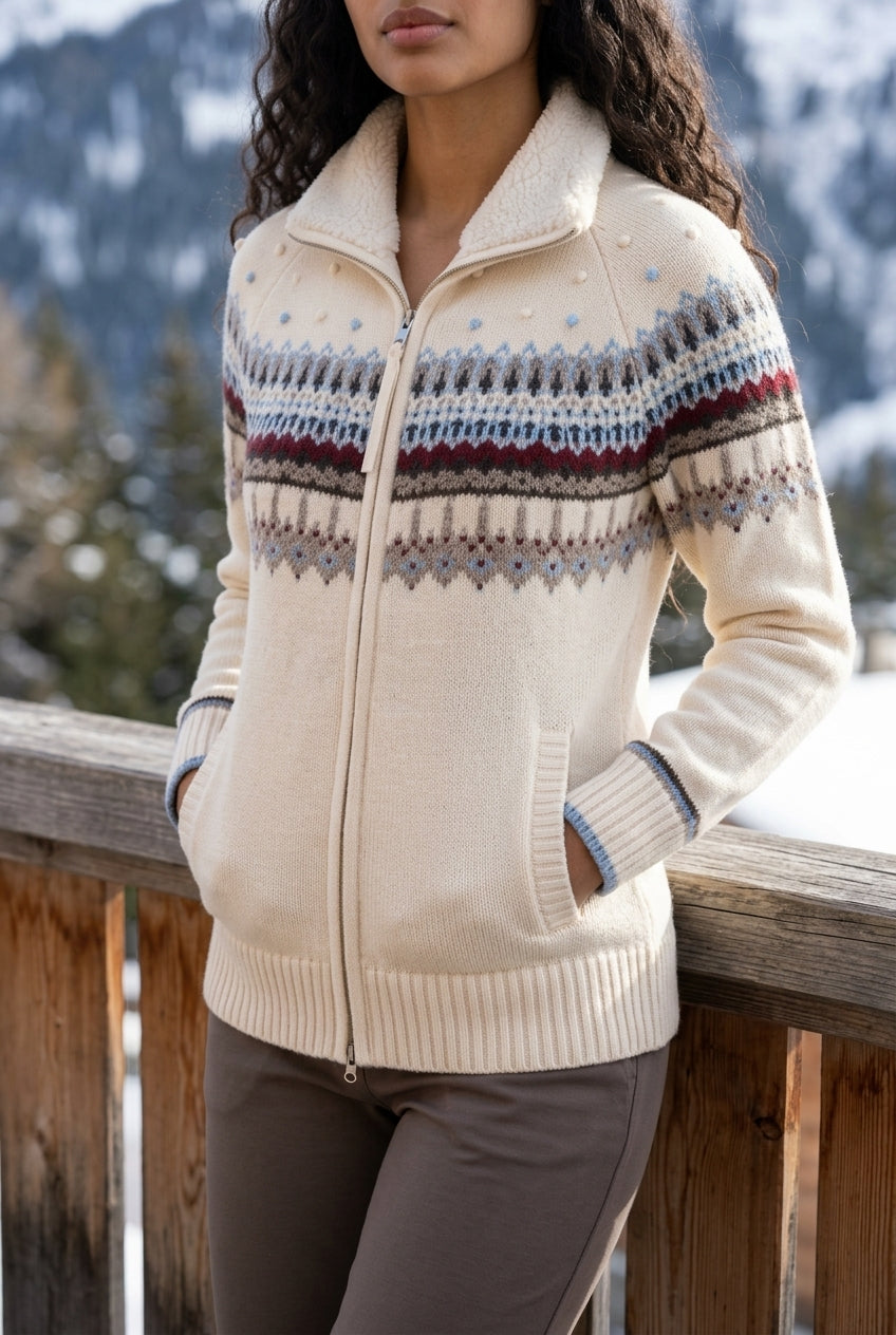 Katea | Geometric Jacquard Merino Cardigan