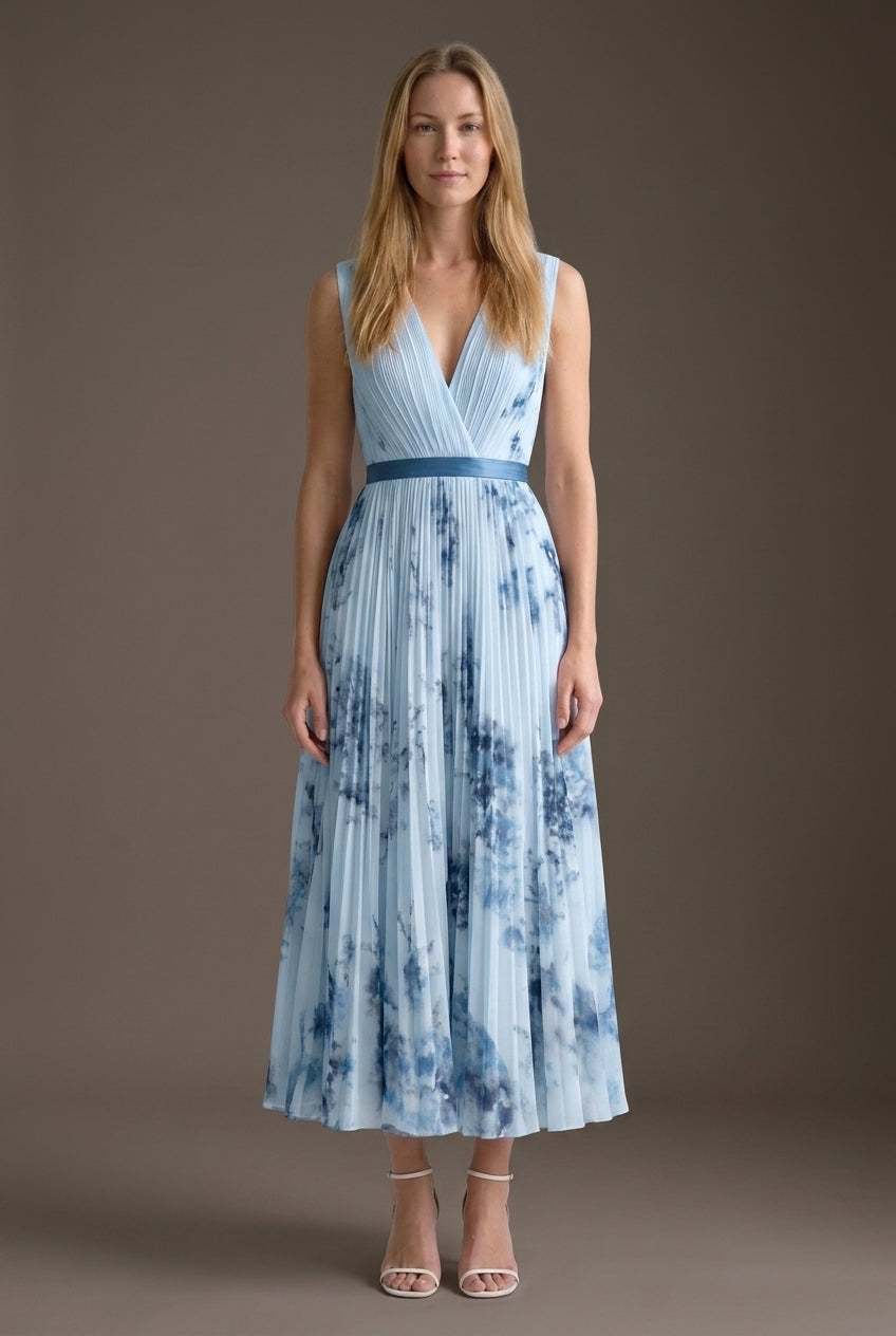 Elegant Sleeveless Dress for Women, V-Neck Wrap-Style Lightweight Flowing, for Brunch, Summer Events, Wedding Guest & Ev
