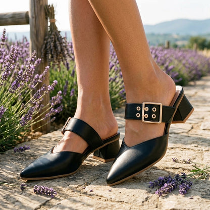 Lena Sioned | Buckle Strap Mule Heel