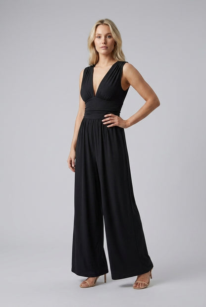 Chic Sleeveless Wide-Leg Jumpsuit for Women, Tailored Elegant Silhouette, for Work, Evening, Brunch & Everyday Wear
