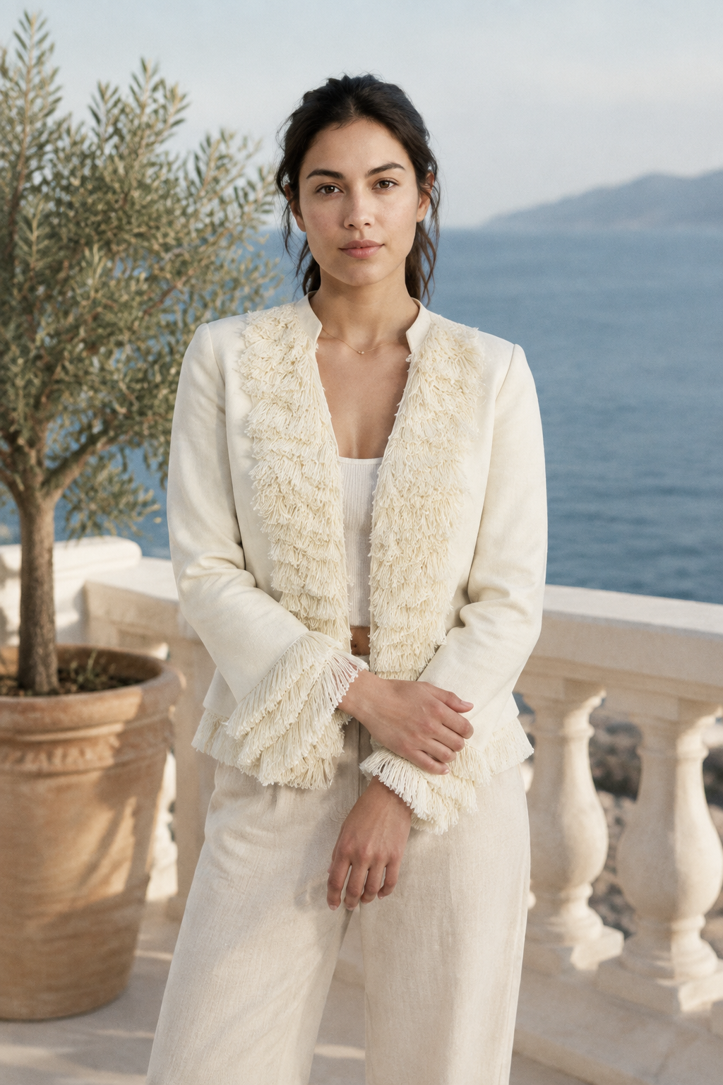 Frine | Open-Front Puff-Sleeve Jacket