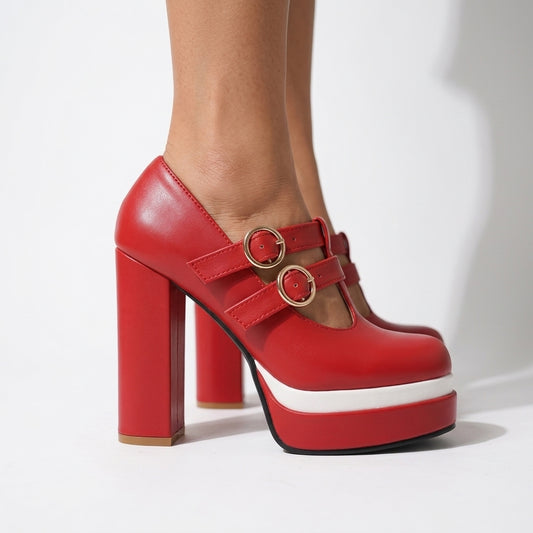 Hyacinth | T-Strap Platform Heels