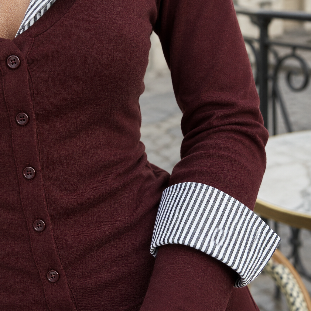 Finlyn | Colorblock Cardigan Collar Blouse