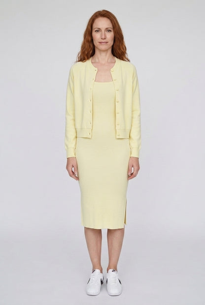 Elegant Midi Dress with Cardigan Set for Women, Tailored Silhouette Soft Premium Fabric, for Work, Office, Brunch & Ever