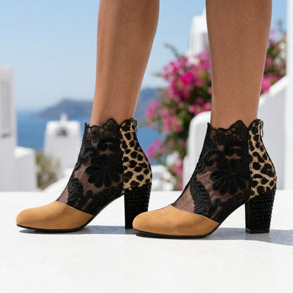 Zelda | Lace Floral Block Heel
