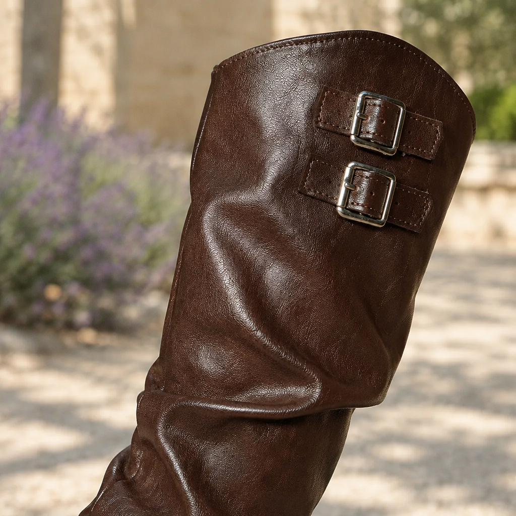 Elinya | Ruched Slouch Knee-High Boots
