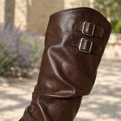 Elinya | Ruched Slouch Knee-High Boots