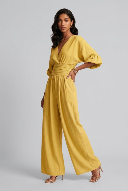 Emberly | Wide Sleeve V-Neck Jumpsuit