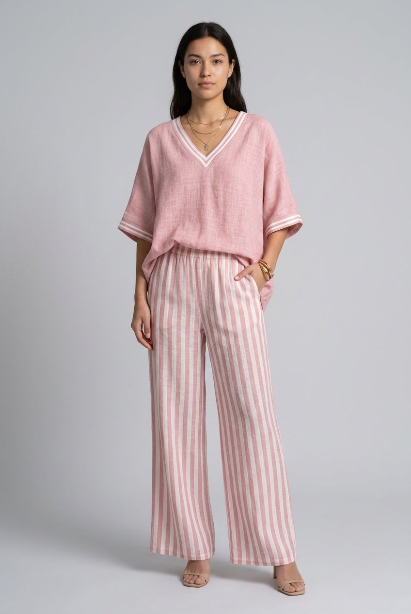 Mirren | Striped V-Neck Coordinated Set