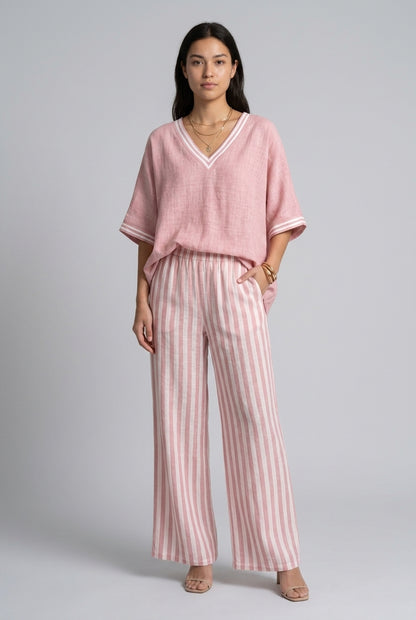 Mirren | Striped V-Neck Coordinated Set