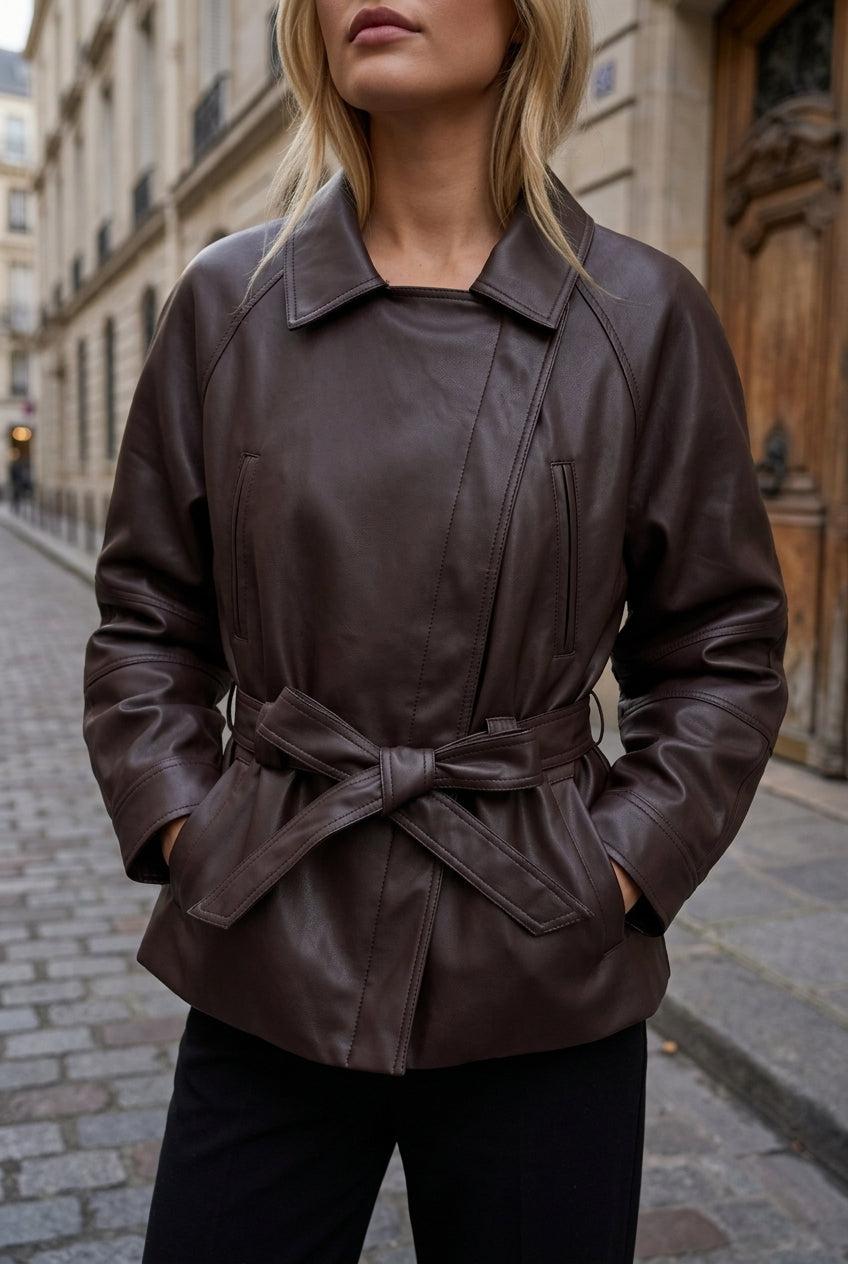 Asha | Vintage Faux Leather Trench Coat