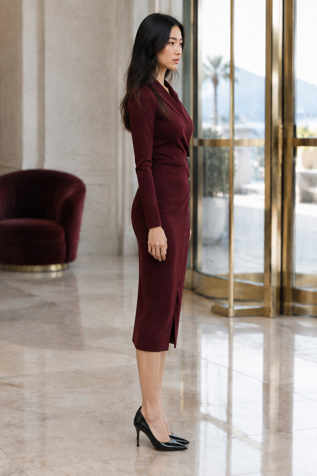 Ooniel | Wrap-Style Tailored Midi Dress