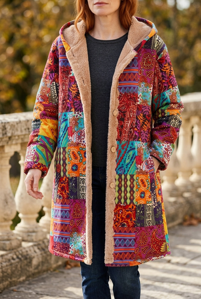 Anni | Fleece-Lined Patchwork Hooded Jacket