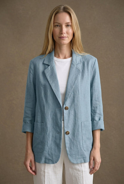 Sira | Women's Relaxed Two Button Blazer with 3/4 Sleeves and Front Pockets