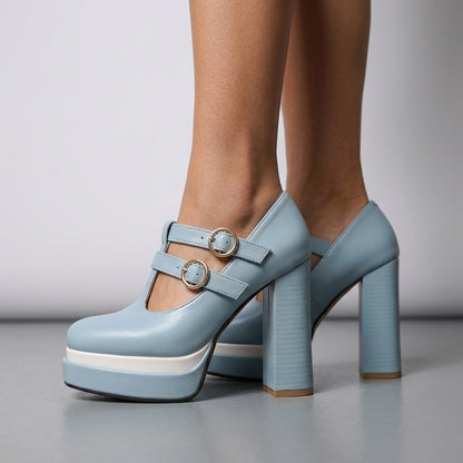 Hyacinth | T-Strap Platform Heels